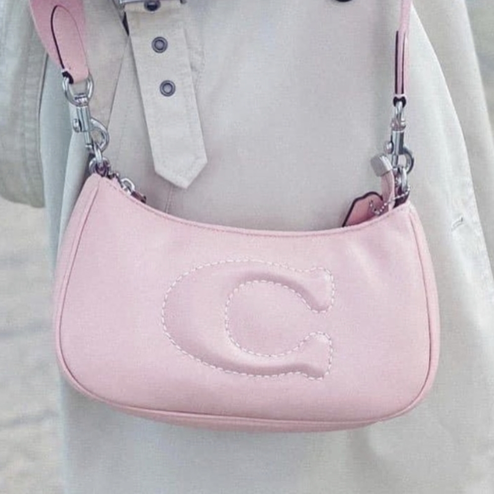 Coach CJ608 C  Quilting Quilted Teri Shoulder Bag Chain Crossbody Light Pink - Picture 2 of 6